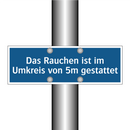 Das Rauchen ist im Umkreis von 5m gestattet