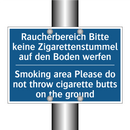 Raucherbereich Bitte keine Zigarettenstummel /.../ - Smoking area Please do not throw /.../