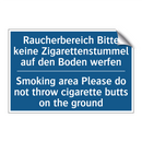 Raucherbereich Bitte keine Zigarettenstummel /.../ - Smoking area Please do not throw /.../