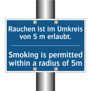 Rauchen ist im Umkreis von 5 m /.../ - Smoking is permitted within a /.../