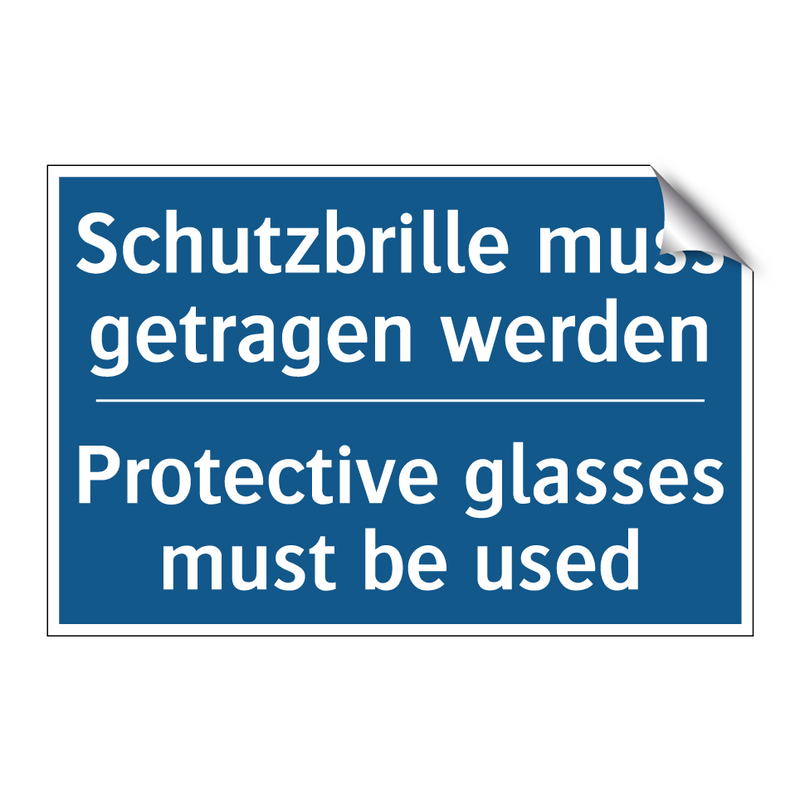 Schutzbrille muss getragen werden/.../ - Protective glasses must be used/.../