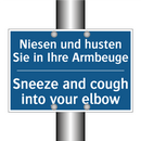 Niesen und husten Sie in Ihre /.../ - Sneeze and cough into your elbow/.../