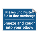 Niesen und husten Sie in Ihre /.../ - Sneeze and cough into your elbow/.../