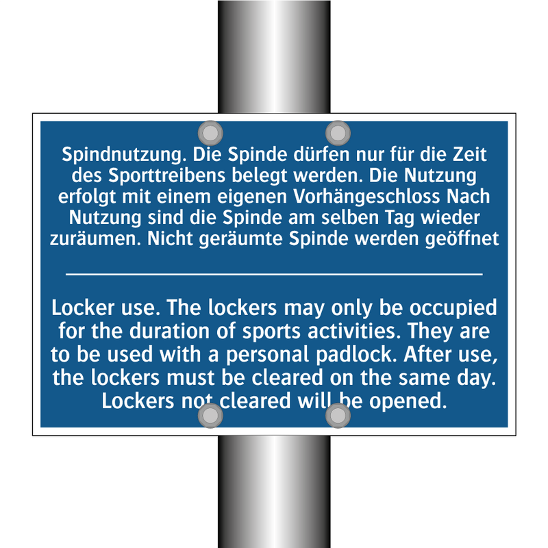 Spindnutzung. Die Spinde dürfen /.../ - Locker use. The lockers may only /.../