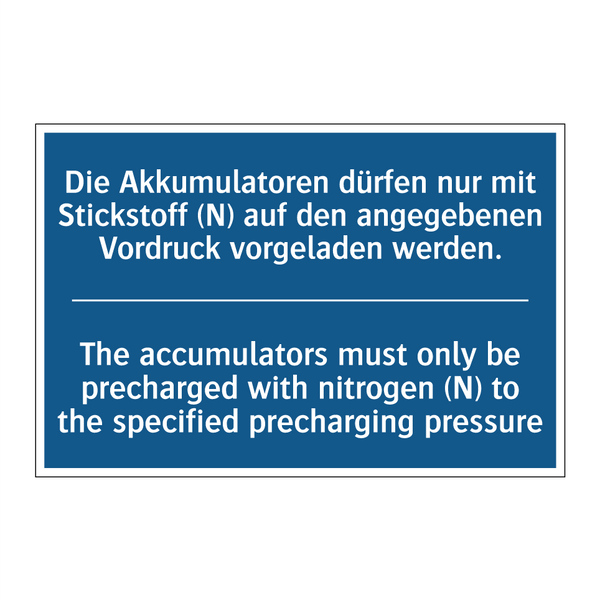 Die Akkumulatoren dürfen nur mit /.../ - The accumulators must only be /.../