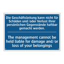 Die Geschäftsleitung kann nicht /.../ - The management cannot be held /.../
