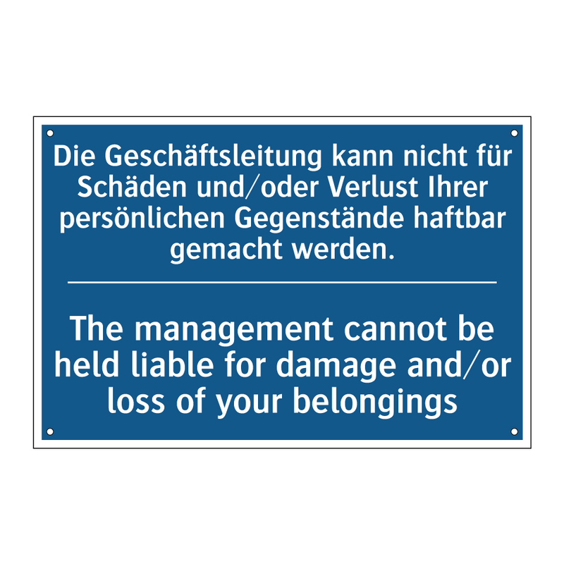 Die Geschäftsleitung kann nicht /.../ - The management cannot be held /.../