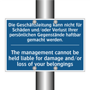 Die Geschäftsleitung kann nicht /.../ - The management cannot be held /.../