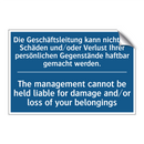 Die Geschäftsleitung kann nicht /.../ - The management cannot be held /.../