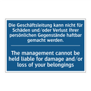 Die Geschäftsleitung kann nicht /.../ - The management cannot be held /.../