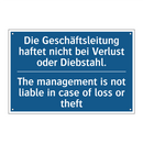Die Geschäftsleitung haftet nicht /.../ - The management is not liable in /.../