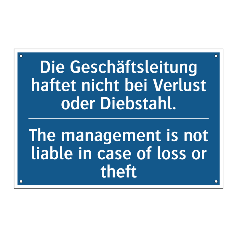 Die Geschäftsleitung haftet nicht /.../ - The management is not liable in /.../