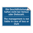 Die Geschäftsleitung haftet nicht /.../ - The management is not liable in /.../