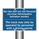 Der Lkw darf nur von Personal /.../ - The truck may only be operated /.../