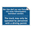 Der Lkw darf nur von Personal /.../ - The truck may only be operated /.../