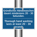 Gründliches Händewaschen dauert /.../ - Thorough hand washing lasts at /.../