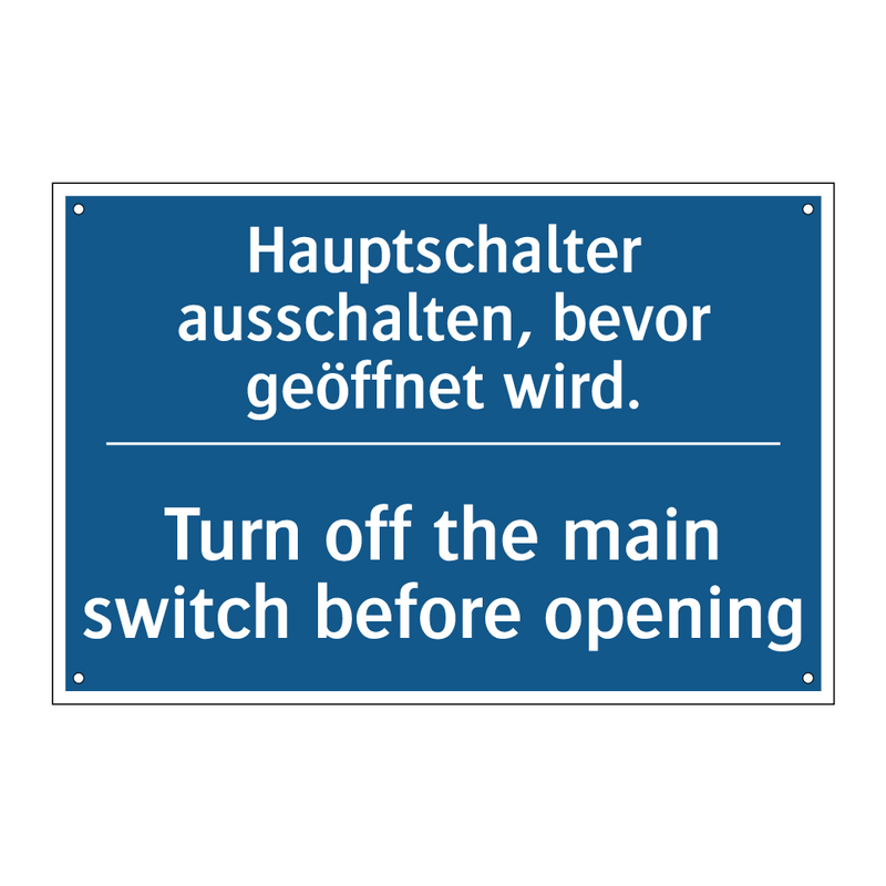 Hauptschalter ausschalten, bevor /.../ - Turn off the main switch before /.../