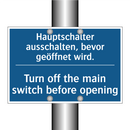 Hauptschalter ausschalten, bevor /.../ - Turn off the main switch before /.../