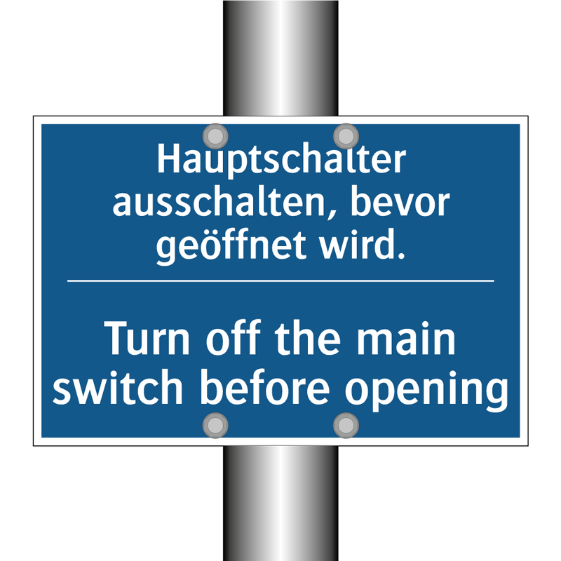 Hauptschalter ausschalten, bevor /.../ - Turn off the main switch before /.../