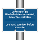 Verwenden Sie Händedesinfektionsmittel, /.../ - Use hand sanitizer before you /.../