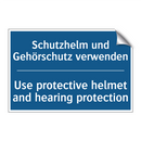 Schutzhelm und Gehörschutz verwenden/.../ - Use protective helmet and hearing /.../