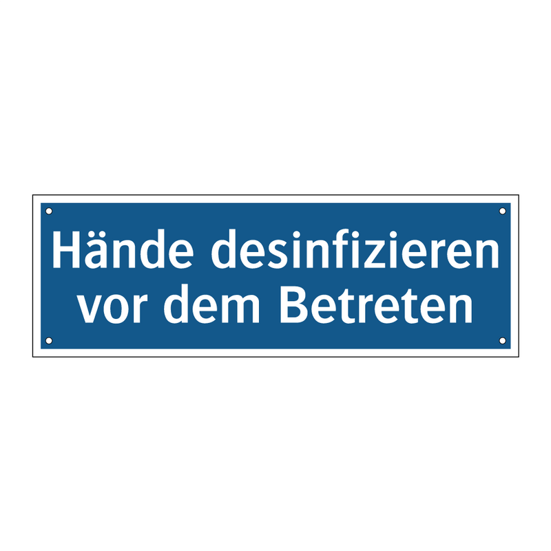 Hände desinfizieren vor dem Betreten