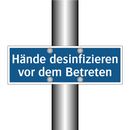 Hände desinfizieren vor dem Betreten