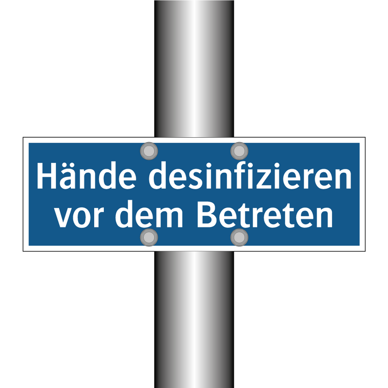 Hände desinfizieren vor dem Betreten