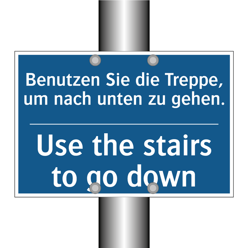 Benutzen Sie die Treppe, um nach /.../ - Use the stairs to go down