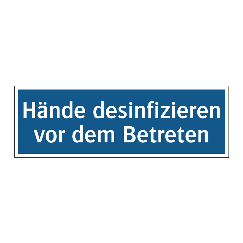 Hände desinfizieren vor dem Betreten