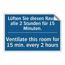 Lüften Sie diesen Raum alle 2 /.../ - Ventilate this room for 15 min. /.../