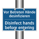 Vor Betreten Hände desinfizieren/.../ - Disinfect hands before entering/.../