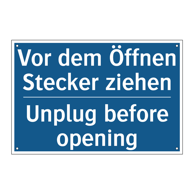 Vor dem Öffnen Stecker ziehen - Unplug before opening