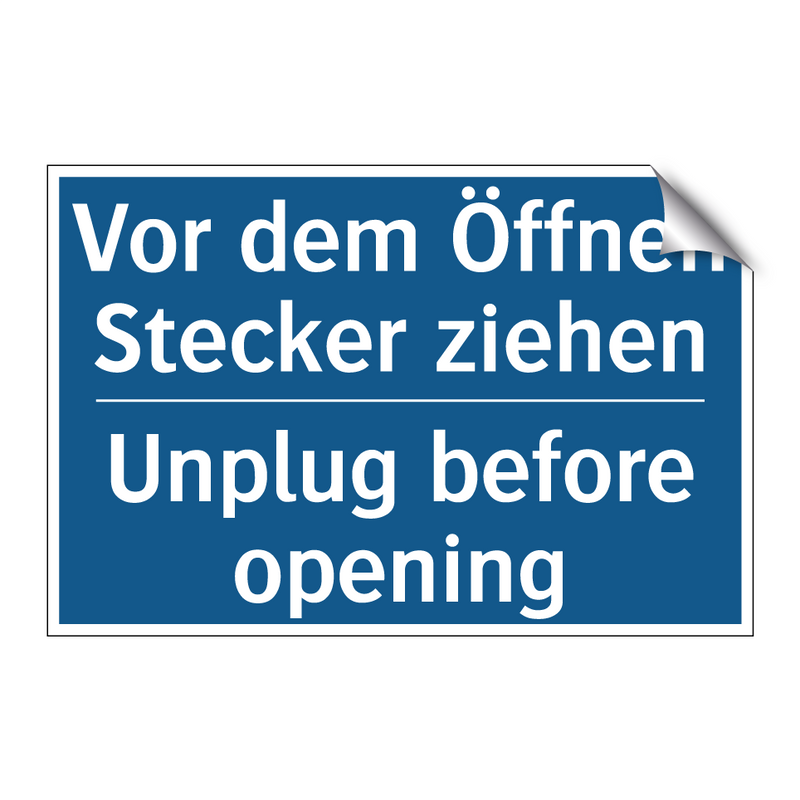 Vor dem Öffnen Stecker ziehen - Unplug before opening