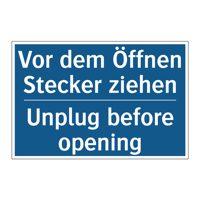 Vor dem Öffnen Stecker ziehen - Unplug before opening