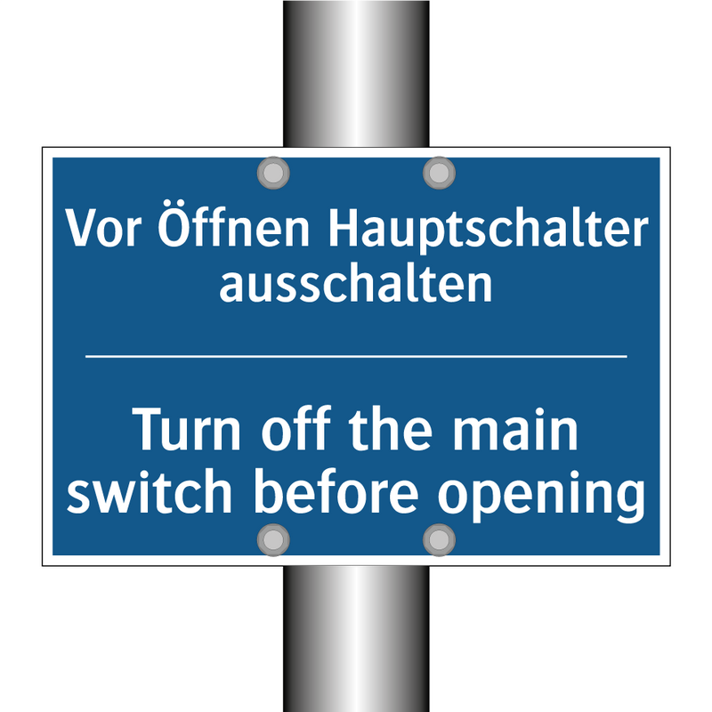 Vor Öffnen Hauptschalter ausschalten/.../ - Turn off the main switch before /.../