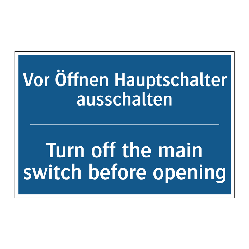 Vor Öffnen Hauptschalter ausschalten/.../ - Turn off the main switch before /.../