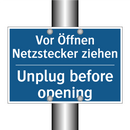 Vor Öffnen Netzstecker ziehen - Unplug before opening