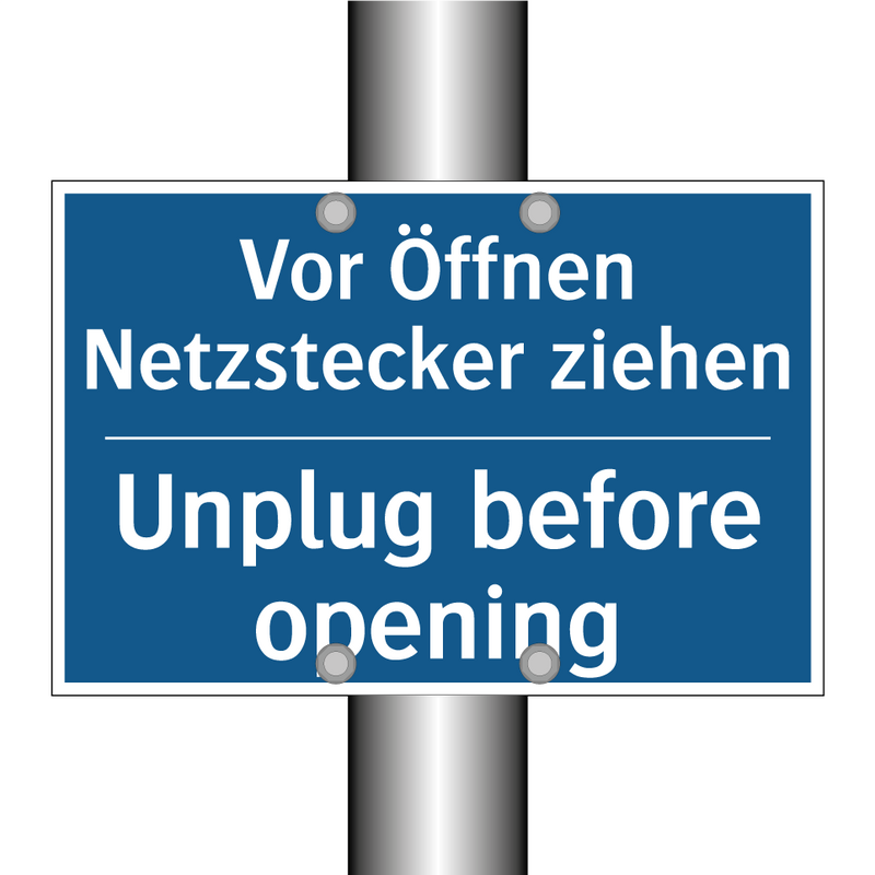 Vor Öffnen Netzstecker ziehen - Unplug before opening