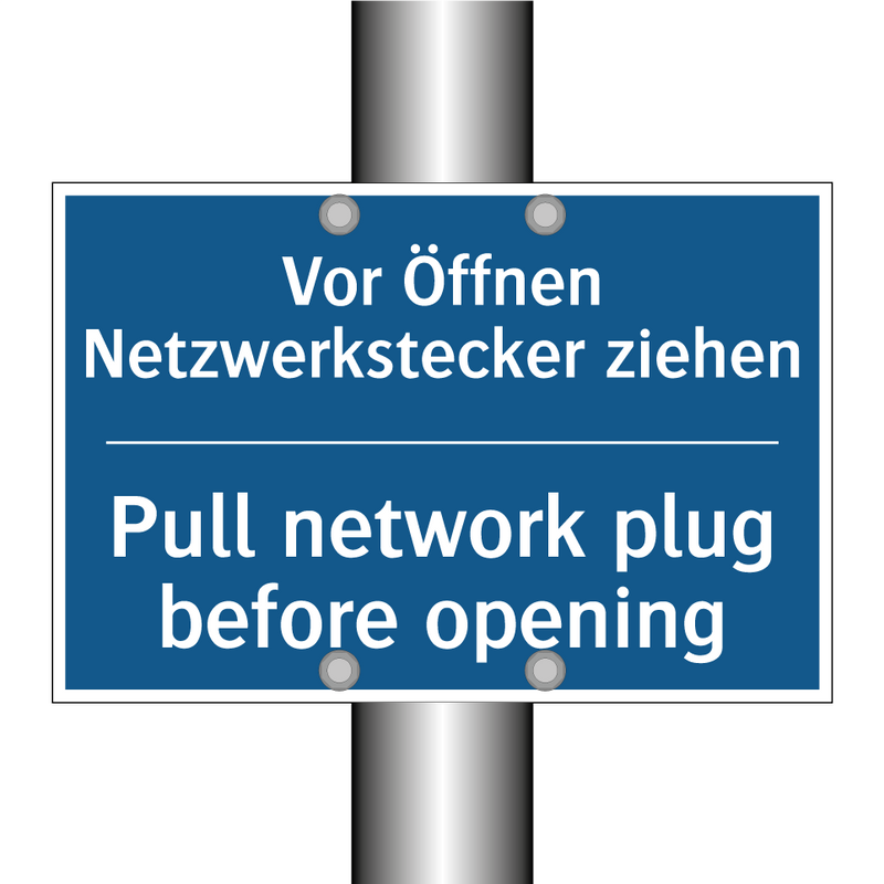 Vor Öffnen Netzwerkstecker ziehen/.../ - Pull network plug before opening/.../