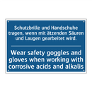 Schutzbrille und Handschuhe tragen, /.../ - Wear safety goggles and gloves /.../