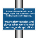 Schutzbrille und Handschuhe tragen, /.../ - Wear safety goggles and gloves /.../