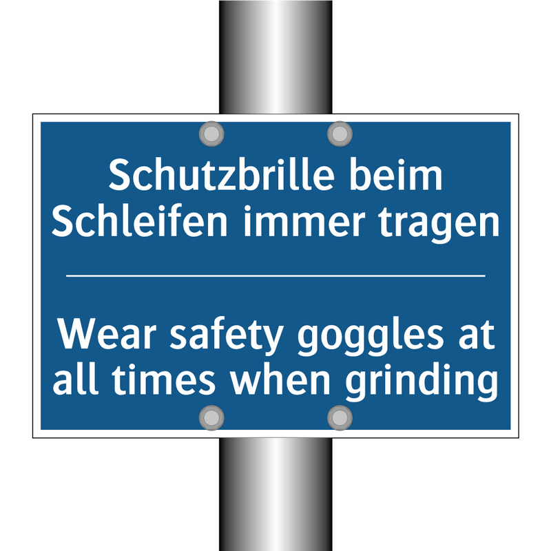 Schutzbrille beim Schleifen immer /.../ - Wear safety goggles at all times /.../