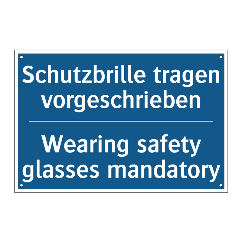 Schutzbrille tragen vorgeschrieben/.../ - Wearing safety glasses mandatory/.../