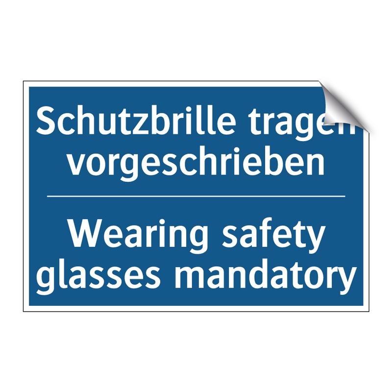 Schutzbrille tragen vorgeschrieben/.../ - Wearing safety glasses mandatory/.../