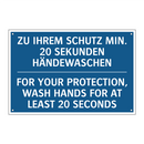 ZU IHREM SCHUTZ MIN. 20 SEKUNDEN /.../ - FOR YOUR PROTECTION, WASH HANDS /.../