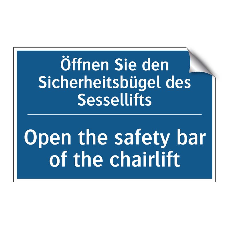 Öffnen Sie den Sicherheitsbügel /.../ - Open the safety bar of the chairlift/.../