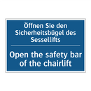 Öffnen Sie den Sicherheitsbügel /.../ - Open the safety bar of the chairlift/.../