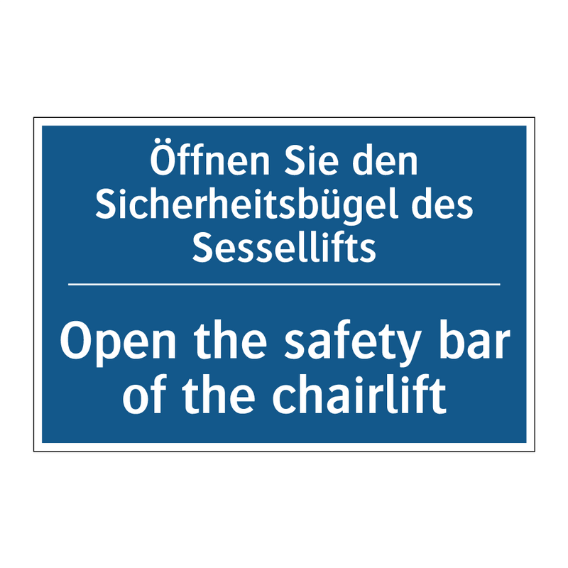 Öffnen Sie den Sicherheitsbügel /.../ - Open the safety bar of the chairlift/.../