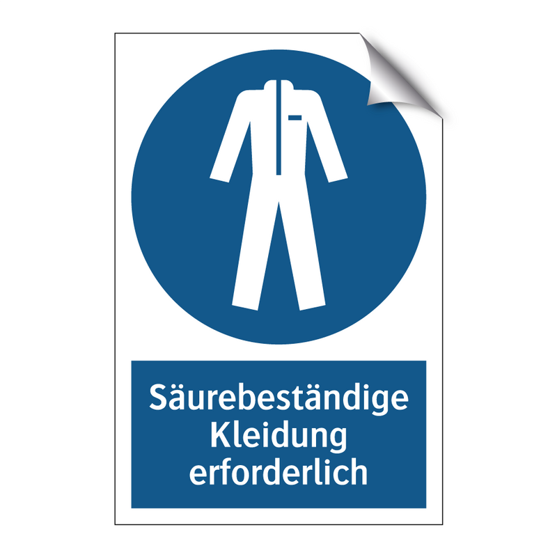 Säurebeständige Kleidung erforderlich